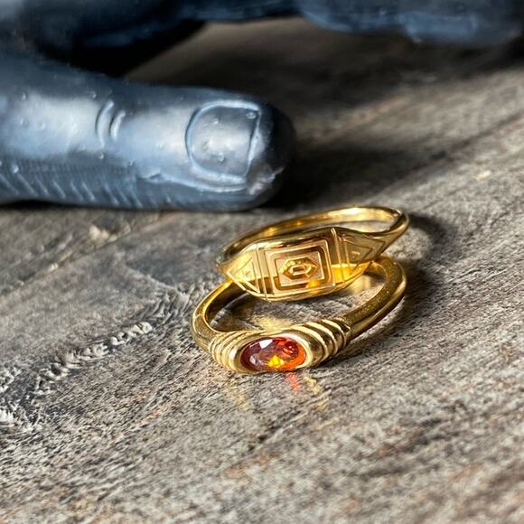NEW Gold & Amber Ring Set - Picture 5 of 13